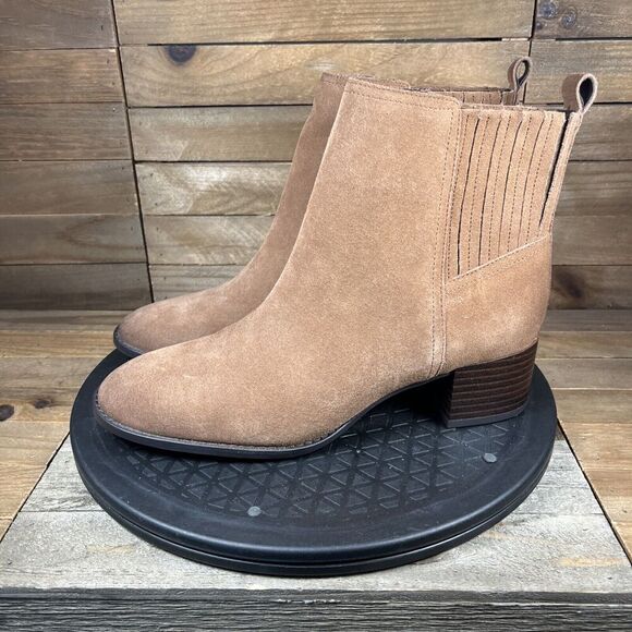 Sam Edelman Womens Sz 7.5 Kaiti Ankle Boots Chelea Tan Brown Suede Block Heel - Picture 3 of 10